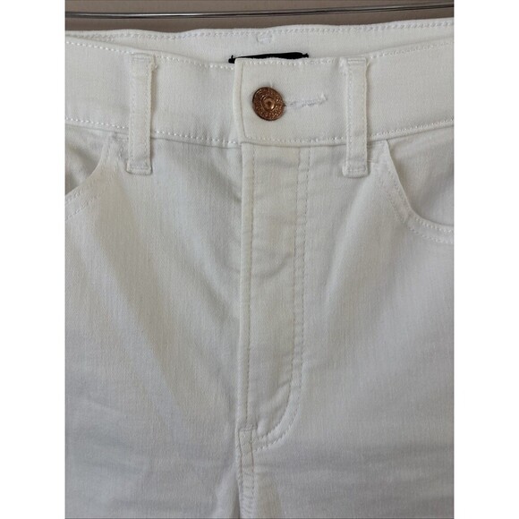 Express Women’s White High Rise Cropped Flare Jeans Size 6R Distressed Denim - Picture 5 of 8